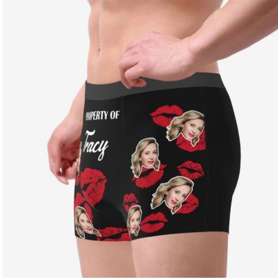 Personalised Kiss Men's Underwear Boxer with Face Photo Valentine's Day Gift for Him