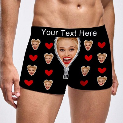 Personalised Face Boxer with Waistband Text Men Boxer Briefs Funny Valentine's Day Wedding Gift Boyfriend Birthday Gift
