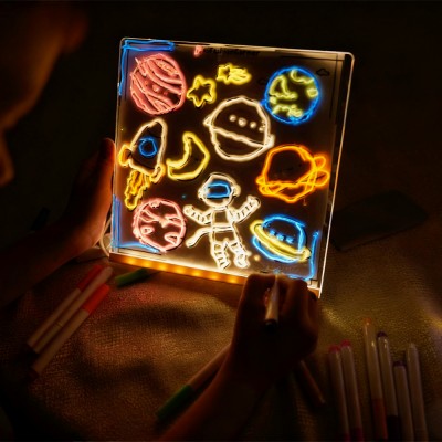LED Drawing Board for Kids with Templates Christmas Gift Light Up Doodle Pad Reusable Glow Art Toy