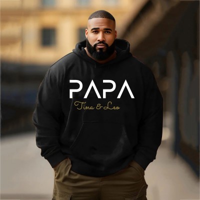 Personalised Plus Size PAPA Sweatshirt Hoodie with Kid's Names Christmas Gift For Him