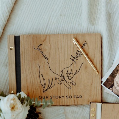 Personalised Wooden Photo Album Valentine's Day Anniversary Gift