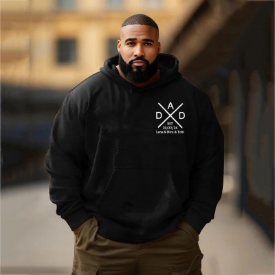 Personalised Plus Size DAD Hoodie Sweatshirt T-shirt with the Child's Names and EST Christmas Gift