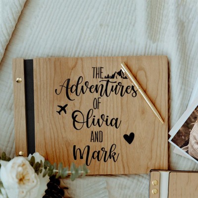 Personalised Wooden Travel Photo Album Valentine's Day Anniversary Gift
