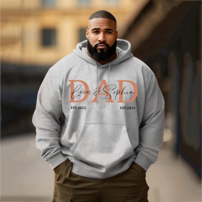 Personalised Plus Size DAD Hoodie Sweatshirt with Kid's Names Christmas Gift Cool Dad Gift