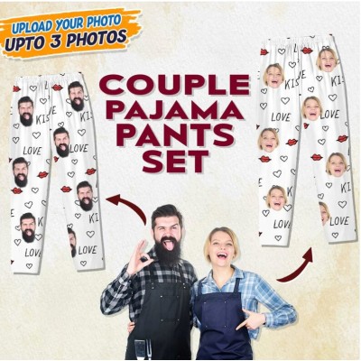Custom Couple Photo Pajamas Husband Wife, Anniversary, Engagement Valentines Day Gift