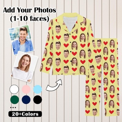 Personalised Couple Photo Face Pajama Gift for Him Her Anniversary Valentine's Day Gift