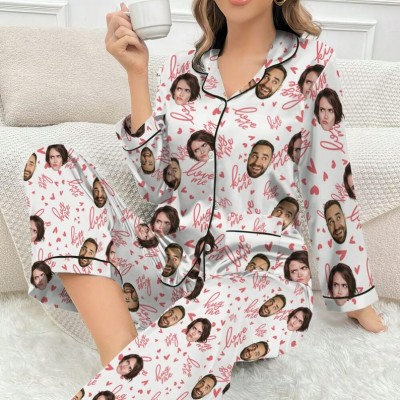 Personalised Couple Kiss Me Satin Pajamas Anniversary Valentine's Day Gift