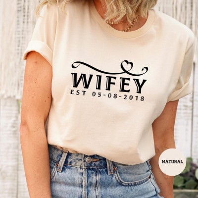 Personalised Hubby Wifey Comfort Colours Matching Couple Shirt Valentine's Day Gift