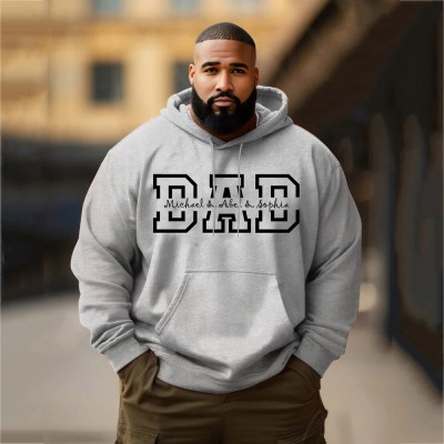 Personalised Plus Size DAD Sweatshirt Hoodie with Kid's Names Christmas Gift For Him