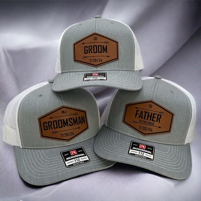 Personalized Groom Best man Hat Initials Wedding Date Hats Wedding Announcement Gift