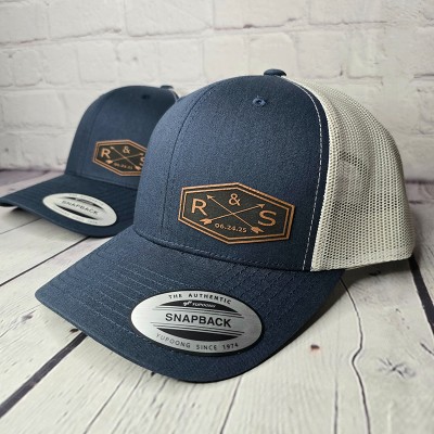 Personalized Couples Initials Date Trucker Hat Wedding Groom Hat Bridal Party Gift