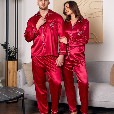 Personalised Couple Satin Pajamas Mr and Mrs Pjs Anniversary Valentine's Day Gift