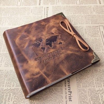 Personalised Genuine Leather World Map Photo Album Our Adventure Book Gift For Couple