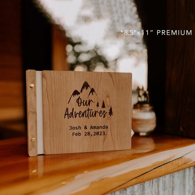 Personalised Wooden Adventure Book Photo Album Valentine's Day Anniversary Gift For Travel Lovers