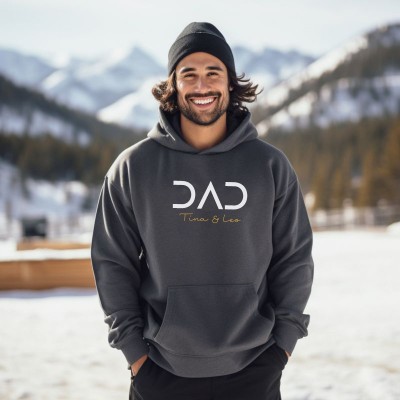 Personalised POP DAD Sweatshirt Hoodie with Kid's Names Christmas Cool Dad Gift