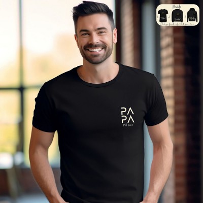 Personalised PAPA DAD Hoodie Sweatshirt T-shirt with the Child's Names and EST Christmas Gift