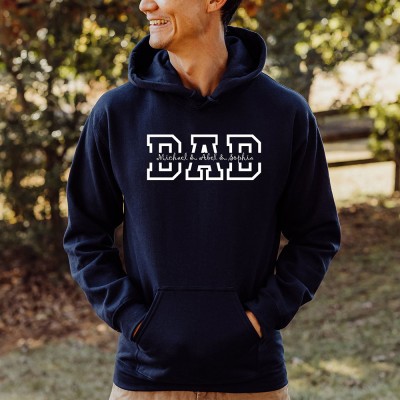 Personalised DAD Sweatshirt Hoodie with Kid's Names Christmas Gift For Him