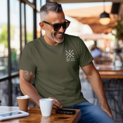 Personalised DAD T-shirt with the Child's Names and EST Christmas Gift