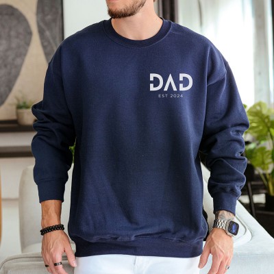 Personalised DAD EST Sweatshirt with Kids' Names on Sleeve Christmas Gift