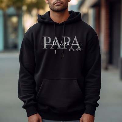 Personalised PAPA DAD Sweatshirt Hoodie with Kid's Names Christmas Cool Dad Gift