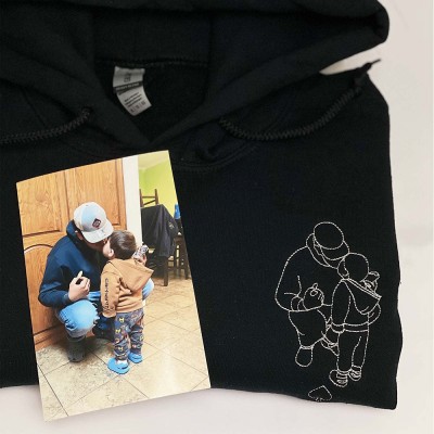 Embroidered DAD Sweatshirt Hoodie with Custom Photo Portrait for Christmas