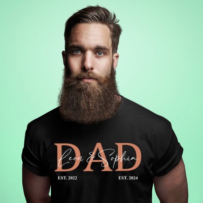 Personalised DAD Shirt Sweatshirt Hoodie with Kid's Names Christmas Gift