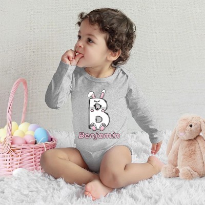 Personalised Cute Bunny Chick Letters Baby Onesie T-shirt Sweatshirt Baby Shower Gift for Family Kid Xmas Party Outfits
