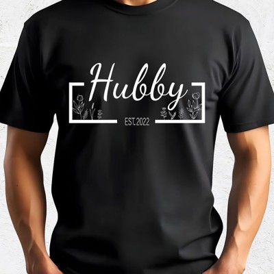 Personalised Hubby Wifey Matching Couple Shirt Anniversary Gift