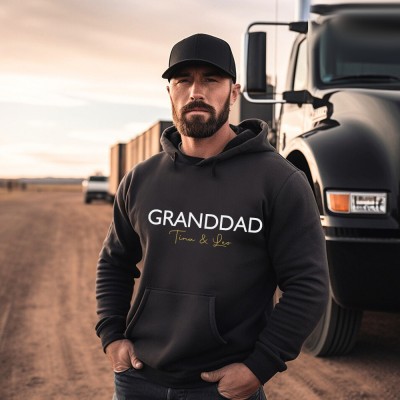 Personalised GRANDDAD Sweatshirt Hoodie with Kid's Names Christmas Gift