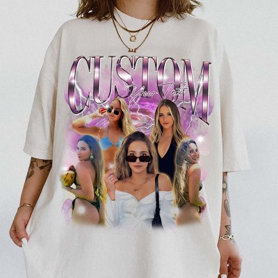 Personalised Photo Bootleg Rap Girlfriend Shirt Vintage 90s Graphic Boyfriend Shirt Valentines Gift for Loved One