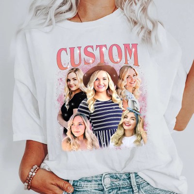 Personalised Photo Bootleg Rap Girlfriend Shirt Vintage 90s Graphic Boyfriend Shirt Valentines Gift for Loved One