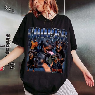 Personalised Photo Bootleg Rap Dog Shirt Vintage 90s Graphic Shirt Gift for Pet Lovers