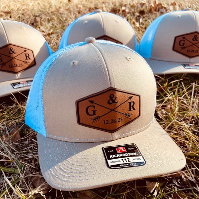 Personalized Groom Initials Wedding Date Hats Wedding Party Groomsman Gift