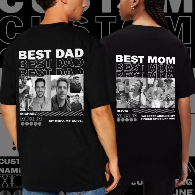 Personalised Best Dad T Shirt Surprise Father Photo Tee Christmas Gift for Dad Mom