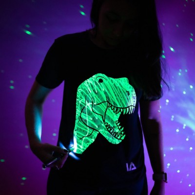 Dinosaur Kids Interactive Glow in The Dark T-shirt Fun for Birthday Parties Xmas Gift