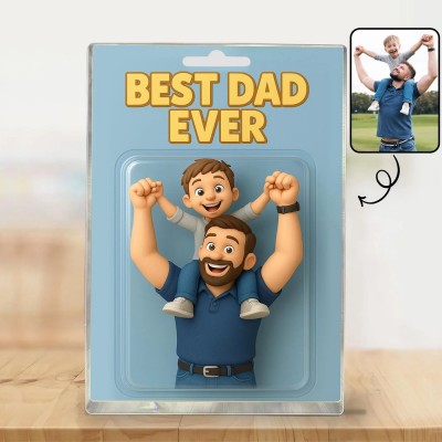 Personalised Photo Dad And Kids Action Figure Acrylic Block Best Dad Ever Block Plaque Father's Day Gift For Dad