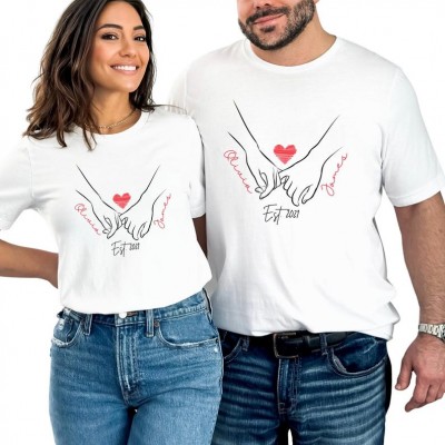 Personalised Love Date and Name Shirt Matching Couple Shirt  Anniversary Gift