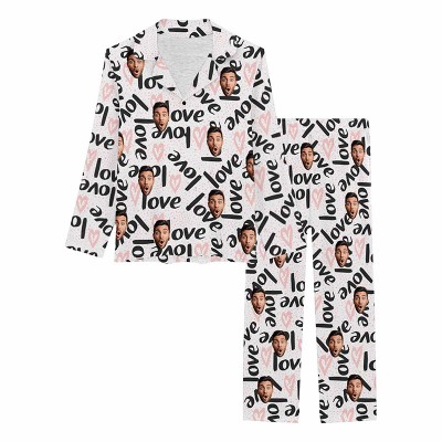 Personalised Couple Photo Pajamas Set for Lovers Long Sleeve PJS Sets Bridal Party Valentines Day Gift Anniversary Gifts