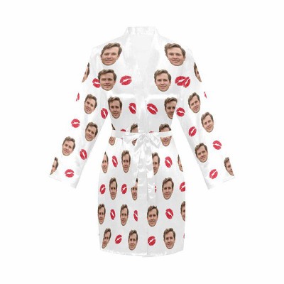 Personalised Couple Face Pajamas Robe Photo Night Robe Bathrobe Valentines Day Gift