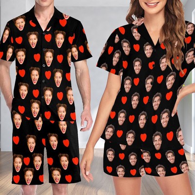 Personalised Couple Face Pajamas Set Home Sleepwear Gift to Lover Valentines Day Gifts