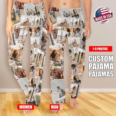 Personalised Couple Pajama Pants with Photo Collage Photo Pants Valentines Day Gifts