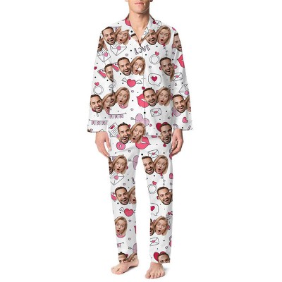 Personalised Couple Photo Pajamas Set for Lovers Love Signal Long Sleeve Pajamas Valentines Day Gift Anniversary Gifts