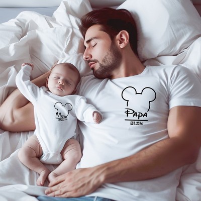 Personalised Mum Dad and Baby Matching Shirts Matching Shirt Baby Shower Shirts for New Mum and Dad