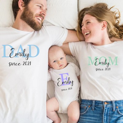 Personalised Mum Dad and Baby Matching Shirts Matching Shirt Baby Shower Shirts for New Mum and Dad