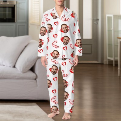 Personalised Couple Photo Face Pajama Gift for Him Her Anniversary Valentine's Day Gift