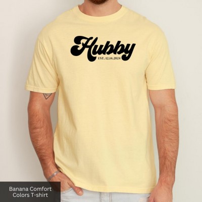 Personalised Hubby Wifey Matching Couple Shirt Anniversary Gift