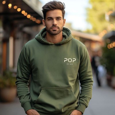 Personalised POP DAD EST Sweatshirt with Kids' Names on Sleeve Christmas Gift