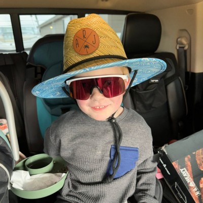 Personalised Leather Name Patch Straw Hat Sun Hat With Initials and Symbols Xmas Gift for Toddler Child Adult