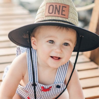 Personalised Leather Name Patch Straw Hat Sun Hat Xmas Gift for Toddler Child Adult