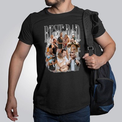 Personalised Best Dad Photo Bootleg Rap Shirt Gift for Him